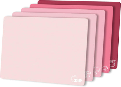 Flexible Plastic Cutting Board Set of 5 Gradient Color, Colorful Chopping Boards, BPA Free Mats, Non-Slip, Dishwasher Safe, 15x12 Inch, Gray Neutral Colors