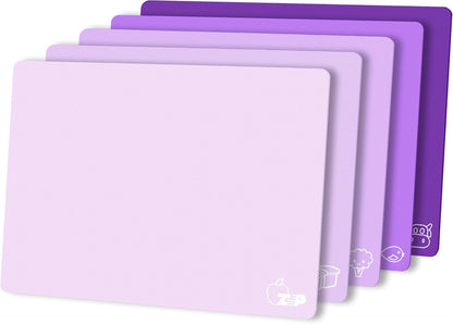 Flexible Plastic Cutting Board Set of 5 Gradient Color, Colorful Chopping Boards, BPA Free Mats, Non-Slip, Dishwasher Safe, 15x12 Inch, Gray Neutral Colors