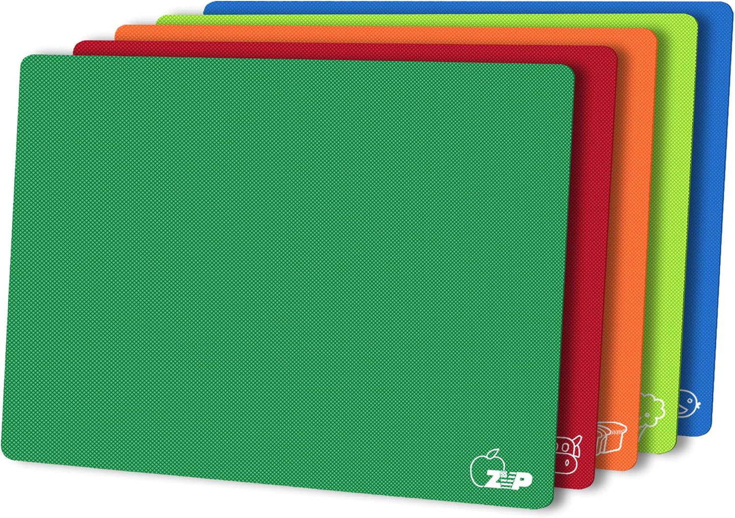 Flexible Plastic Cutting Board Set of 5 Gradient Color, Colorful Chopping Boards, BPA Free Mats, Non-Slip, Dishwasher Safe, 15x12 Inch, Gray Neutral Colors