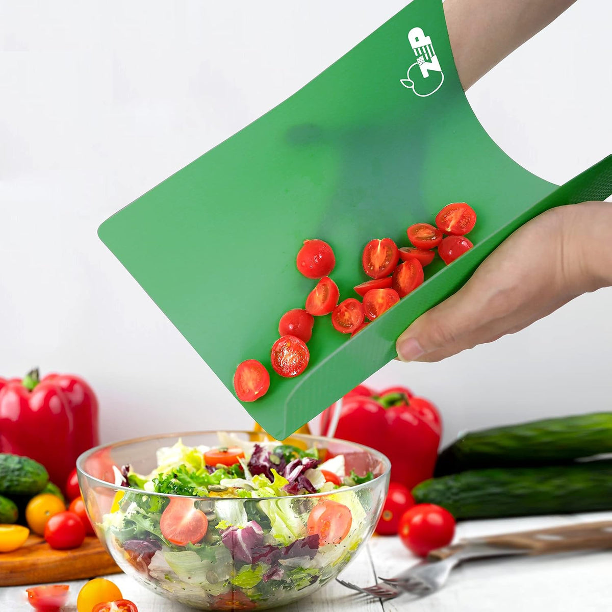 Flexible Plastic Cutting Board Set of 5 Gradient Color, Colorful Chopping Boards, BPA Free Mats, Non-Slip, Dishwasher Safe, 15x12 Inch, Gray Neutral Colors