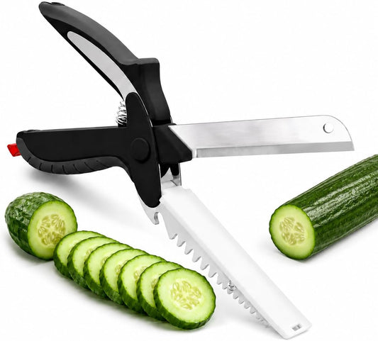 6-in-1 Cutting Board Scissors, Dishwasher Safe and Spring Assist | Meat, Fruits, Fish & Vegetable Scissors Food Cutter, Spring-Assist for Faster Prep, Safety Lock, Fish Scaler, Dishwasher-Safe
