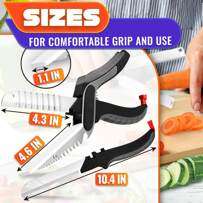 6-in-1 Cutting Board Scissors, Dishwasher Safe and Spring Assist | Meat, Fruits, Fish & Vegetable Scissors Food Cutter, Spring-Assist for Faster Prep, Safety Lock, Fish Scaler, Dishwasher-Safe