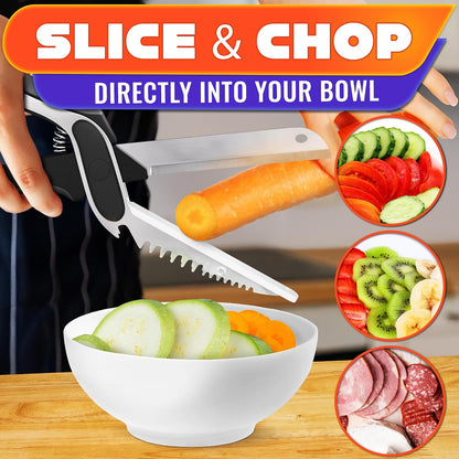 6-in-1 Cutting Board Scissors, Dishwasher Safe and Spring Assist | Meat, Fruits, Fish & Vegetable Scissors Food Cutter, Spring-Assist for Faster Prep, Safety Lock, Fish Scaler, Dishwasher-Safe