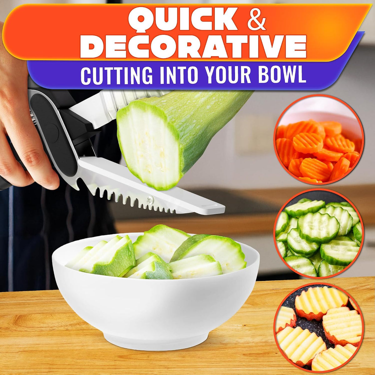 6-in-1 Cutting Board Scissors, Dishwasher Safe and Spring Assist | Meat, Fruits, Fish & Vegetable Scissors Food Cutter, Spring-Assist for Faster Prep, Safety Lock, Fish Scaler, Dishwasher-Safe