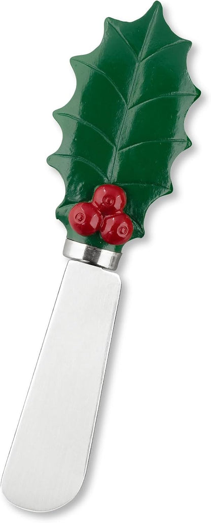 Winter Cardinal Cheese Spreaders, Hand-Painted Resin Handles with Stainless Steel Blades for Spreading Cream Cheese, Butter, Jam, or Sandwich, Set of 4