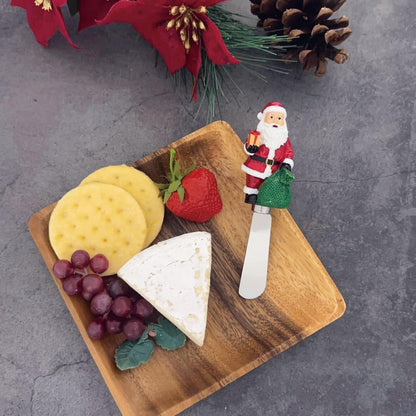 Winter Cardinal Cheese Spreaders, Hand-Painted Resin Handles with Stainless Steel Blades for Spreading Cream Cheese, Butter, Jam, or Sandwich, Set of 4