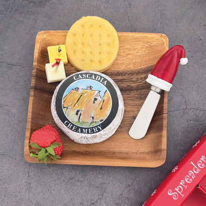 Winter Cardinal Cheese Spreaders, Hand-Painted Resin Handles with Stainless Steel Blades for Spreading Cream Cheese, Butter, Jam, or Sandwich, Set of 4