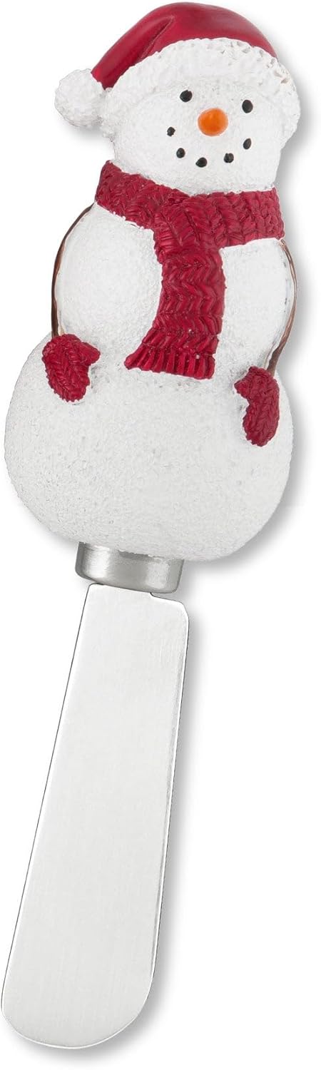 Winter Cardinal Cheese Spreaders, Hand-Painted Resin Handles with Stainless Steel Blades for Spreading Cream Cheese, Butter, Jam, or Sandwich, Set of 4