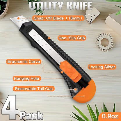 Box Cutter Retractable, 18mm Utility Knife, Razor Knife