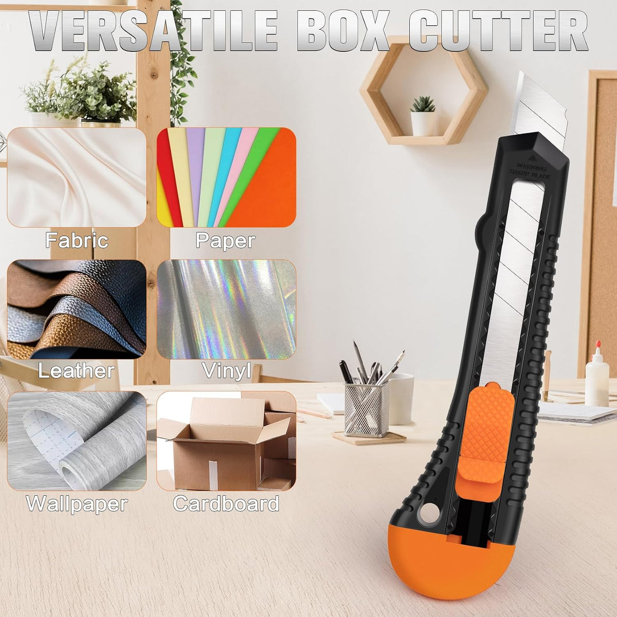 Box Cutter Retractable, 18mm Utility Knife, Razor Knife