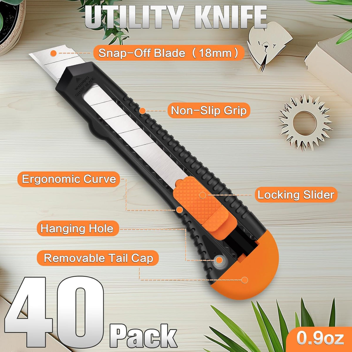 Box Cutter Retractable, 18mm Utility Knife, Razor Knife