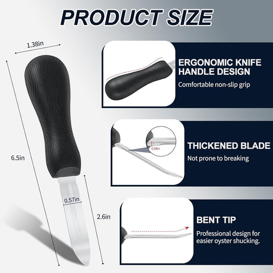 Oyster Shucking Knife - 2 Pack Professional Oyster Knife for All Kinds of Shells & Oysters, Durable Oyster Shucker Tools for Home & Restaurant Use