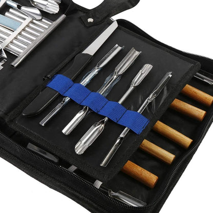 Culinary Carving Tool Kit, 1 Set 46Pcs Carving Tools Kit, Portable Vegetable Fruit Food Chisel Kitchen Cutting Products including Carry Bag Halloween Pumpkin Carving Kit