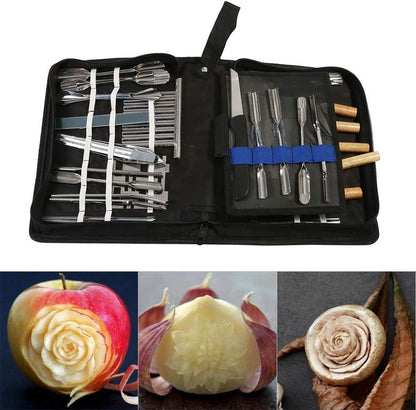 Culinary Carving Tool Kit, 1 Set 46Pcs Carving Tools Kit, Portable Vegetable Fruit Food Chisel Kitchen Cutting Products including Carry Bag Halloween Pumpkin Carving Kit