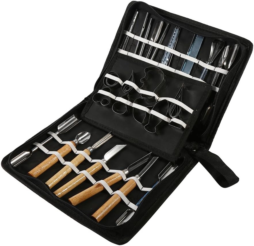 Culinary Carving Tool Kit, 1 Set 46Pcs Carving Tools Kit, Portable Vegetable Fruit Food Chisel Kitchen Cutting Products including Carry Bag Halloween Pumpkin Carving Kit