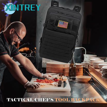 Chef Knife Backpack for Men Professional Chef Knife Bag with 30+ Pockets | Tactical Chef Storage Bag for Professional Culinary Apprentice, for Knives and Tools, 17.3inch Laptop