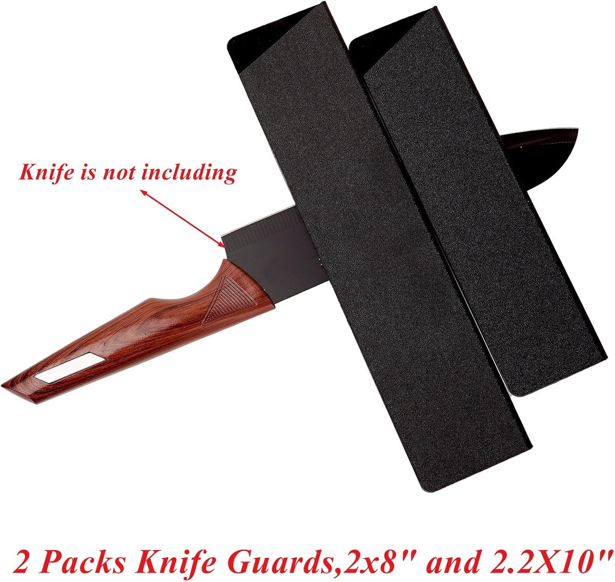2Pack Knife Guards, 2x8" and 2.2X10" ABS Universal Knife Cover Blade Protector Non-Scratch Felt Lining Chef Knife Sheath