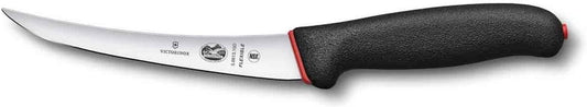 Dual Grip 6" Boning Knife, Curved, Flexible Narrow Blade, Black Handle