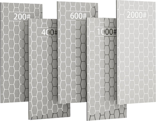 CWOVRS Diamond Sharpening Stones, 5 PCS Diamond Sharpening Plate, 200-2000# | Honeycomb Surface for Fast Sharpening – Ideal Sharpening Stone Kit for Knives, Scissors, Outdoor Tools & Kitchen Blades etc.