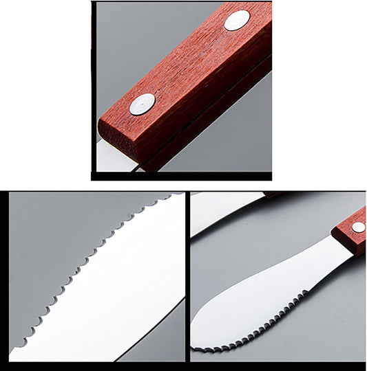 Cheese Spreaders with Wooden Handle, 2 Pcs 8 Inch Stainless Steel Butter Knife for Cheese, Cake, Cream and Bread (2)