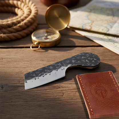 Mini Pocket Knife Set of 2 with Leather Sheaths for EDC