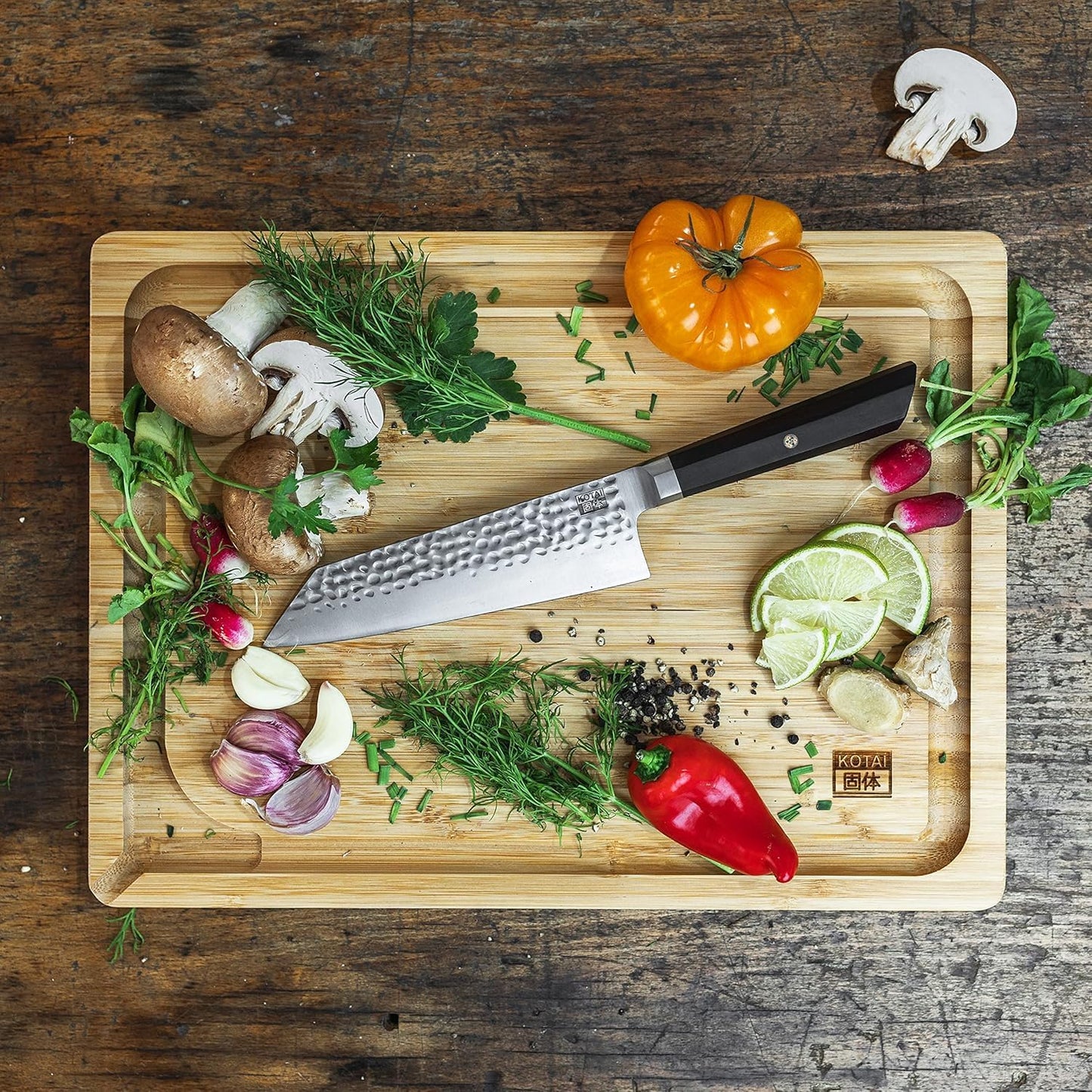 Bunka Petty Utility Kitchen Knife | 5.5-inch Blade | Ultra Sharp 440C Japanese Stainless Steel | Hand Hammered Tsuchime Finish | Ebony Wood Handle | Full Hidden Tang