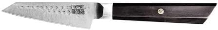 Bunka Petty Utility Kitchen Knife | 5.5-inch Blade | Ultra Sharp 440C Japanese Stainless Steel | Hand Hammered Tsuchime Finish | Ebony Wood Handle | Full Hidden Tang