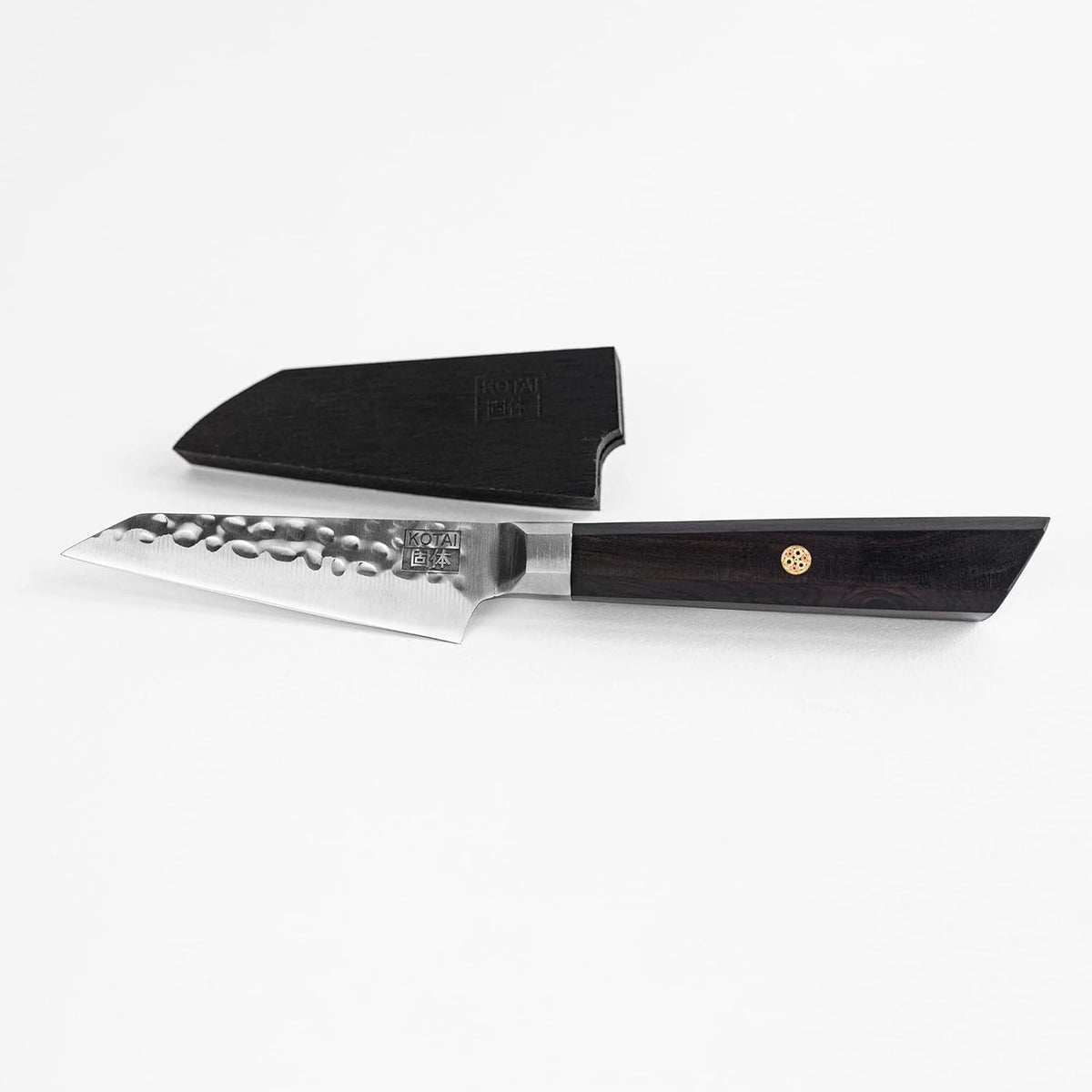 Bunka Petty Utility Kitchen Knife | 5.5-inch Blade | Ultra Sharp 440C Japanese Stainless Steel | Hand Hammered Tsuchime Finish | Ebony Wood Handle | Full Hidden Tang