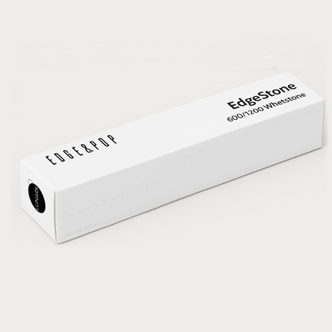 EdgeStone Knife Sharpener 600/1200 Dual Grit Whetstone – Compact White Corundum Sharpening Stone for Pocket Knives and EDC Tools