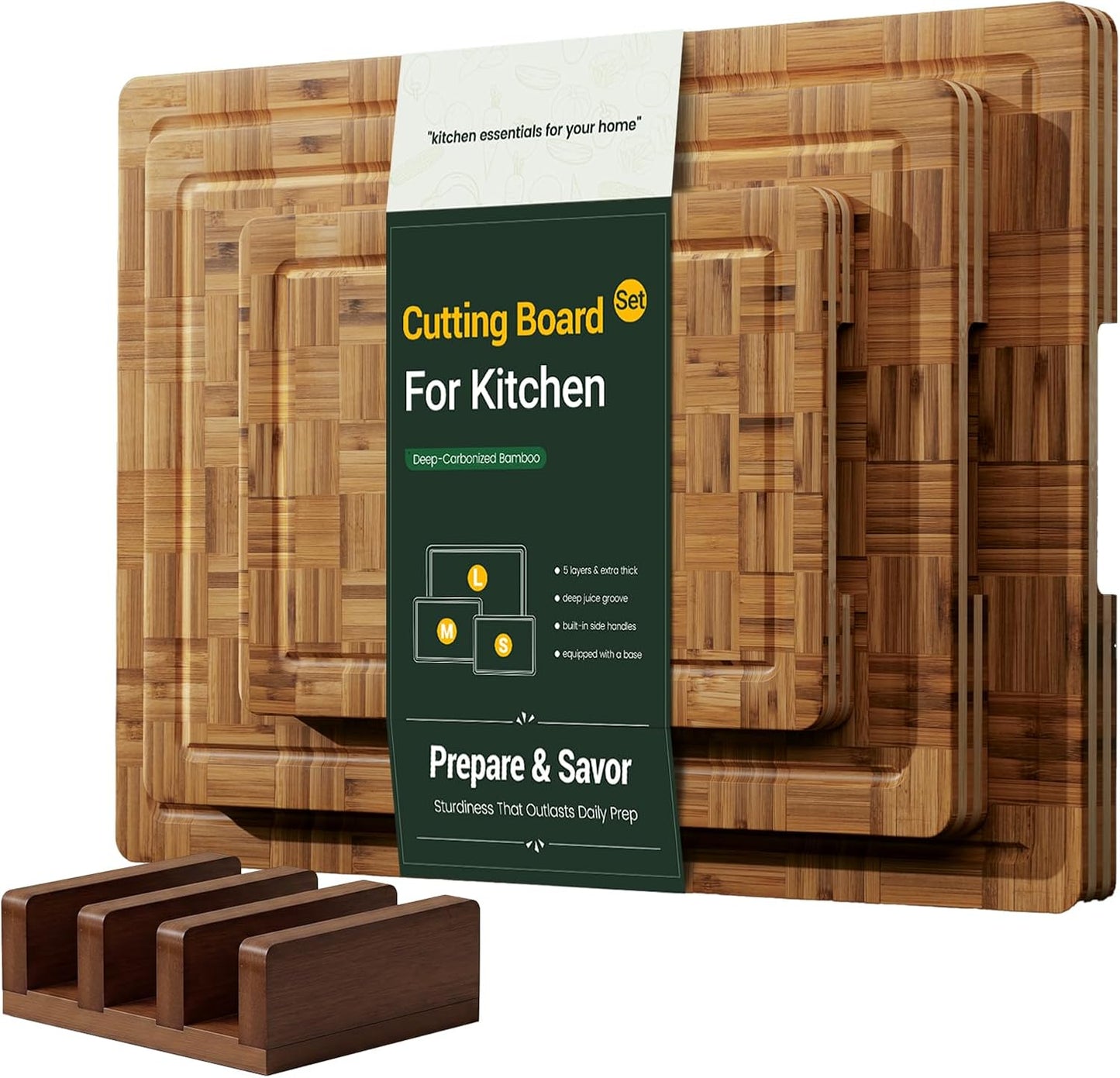Large Cutting Board,Bamboo Wood Cutting Boards For Kitchen,3 Packs Chopping Board Set With Juice Groove, For Butcher Block,Vegetables,Fruits And Cheese