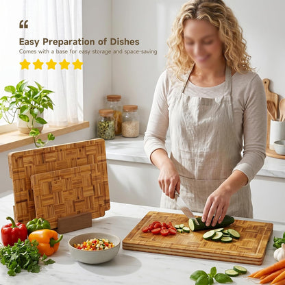 Large Cutting Board,Bamboo Wood Cutting Boards For Kitchen,3 Packs Chopping Board Set With Juice Groove, For Butcher Block,Vegetables,Fruits And Cheese