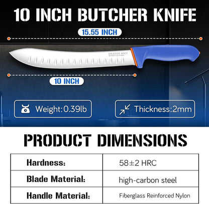 10 Inch Butcher Breaking Knife, Stainless Steel