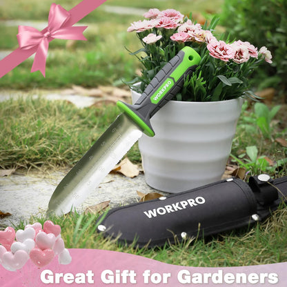 Hori Hori Garden Knife, 7" Stainless Steel Blade with Cutting Edge, Garden Tools with Oxford Sheath, Ergonomic TRP Handle with Hanging Hole for Weeding, Planting, Digging, Green