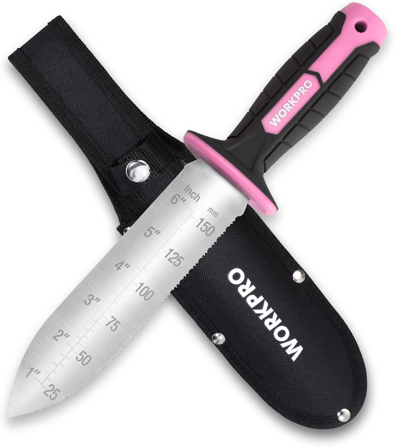 Hori Hori Garden Knife, 7" Stainless Steel Blade with Cutting Edge, Garden Tools with Oxford Sheath, Ergonomic TRP Handle with Hanging Hole for Weeding, Planting, Digging, Green