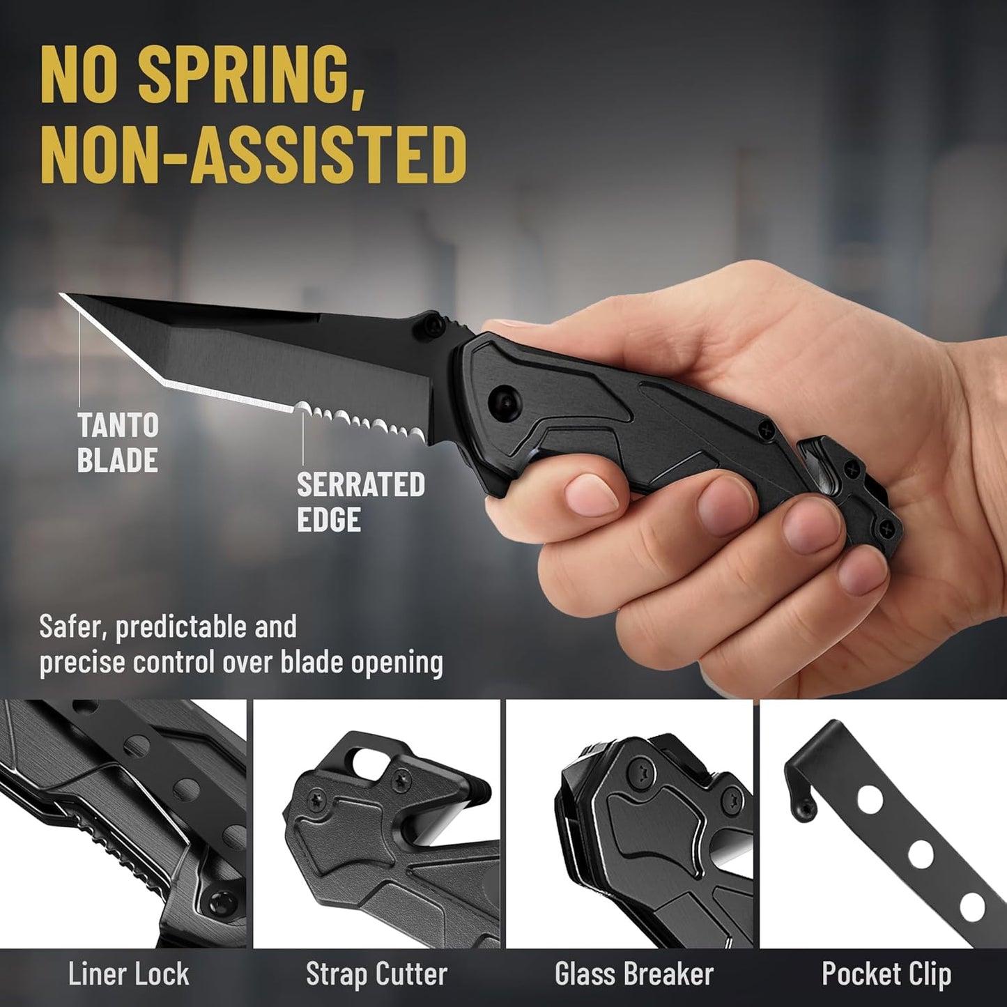 Rainbow Pocket Knife - Cute Knives with Glass Breaker, Seatbelt Cutter, Sharp Serrated Blade - Colorful Womens Tool - Sharp Folding Balde for Camping - Airsoft Tool HB 207 BR