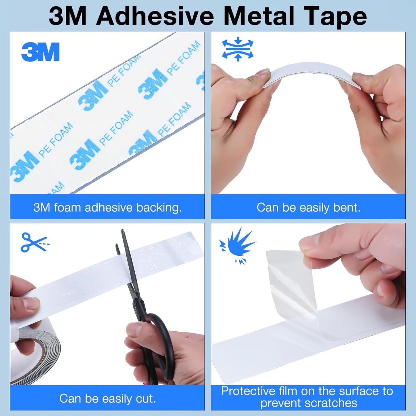 Bendable Adhesive Metal Strip for Magnets, (1 inch Wide X 15 ft Long) Flexible White Metal Tape Roll, White Ferrous Tape Stick on Wall to Hold Magnetic Products