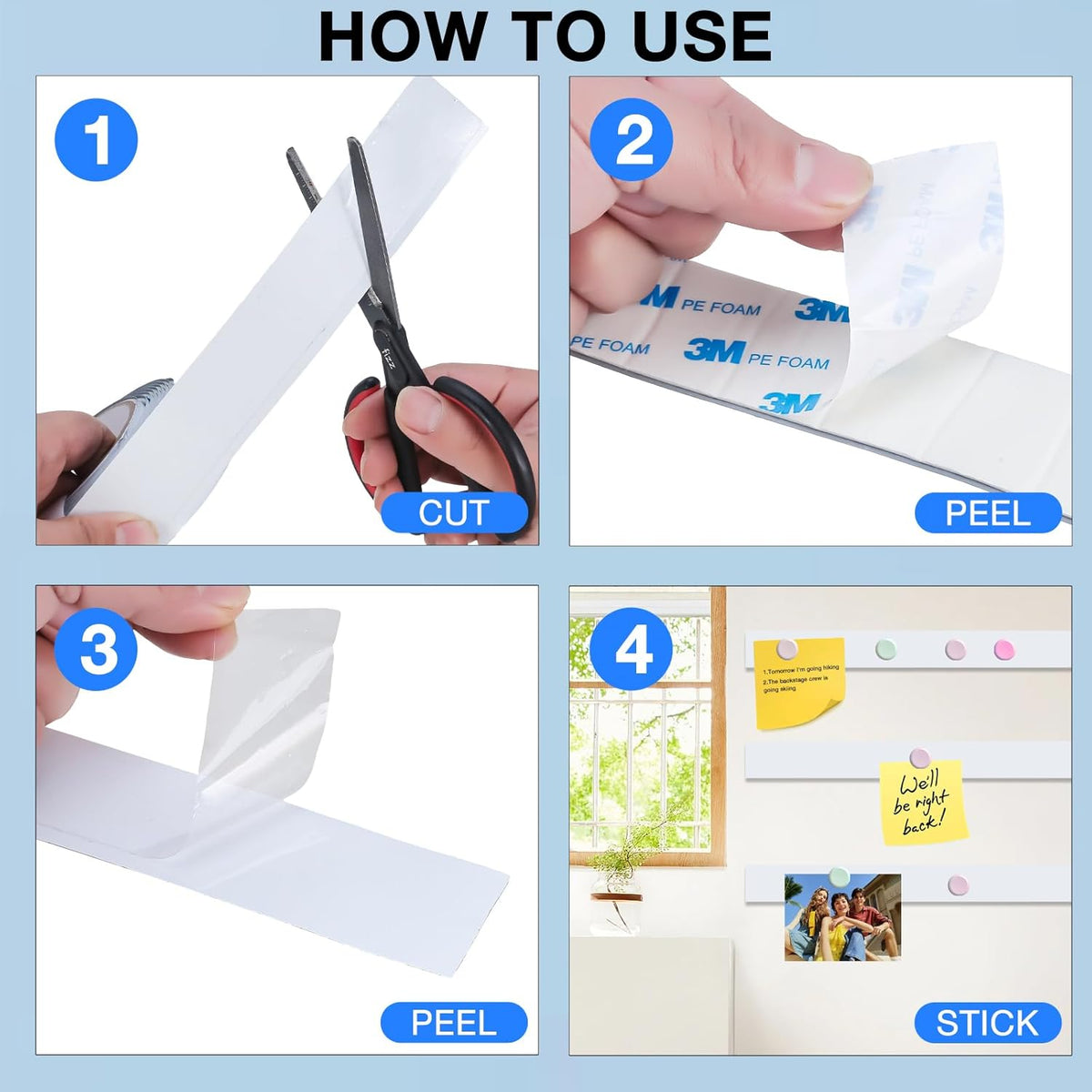 Bendable Adhesive Metal Strip for Magnets, (1 inch Wide X 15 ft Long) Flexible White Metal Tape Roll, White Ferrous Tape Stick on Wall to Hold Magnetic Products