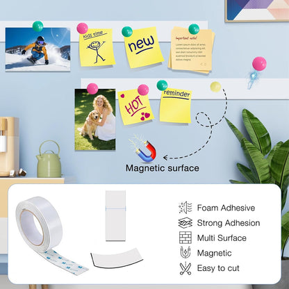 Bendable Adhesive Metal Strip for Magnets, (1 inch Wide X 15 ft Long) Flexible White Metal Tape Roll, White Ferrous Tape Stick on Wall to Hold Magnetic Products