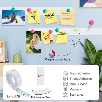 Bendable Adhesive Metal Strip for Magnets, (1 inch Wide X 15 ft Long) Flexible White Metal Tape Roll, White Ferrous Tape Stick on Wall to Hold Magnetic Products