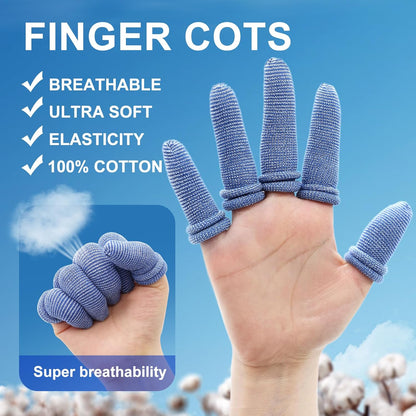 Finger Cots, Pack of 60 (Medium Size) Finger Protectors, Breathable Bandages for Wound Care, Stretchy Sleeves for Gardening, Fitness and Cargo Handling, Blue