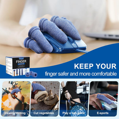 Finger Cots, Pack of 60 (Medium Size) Finger Protectors, Breathable Bandages for Wound Care, Stretchy Sleeves for Gardening, Fitness and Cargo Handling, Blue