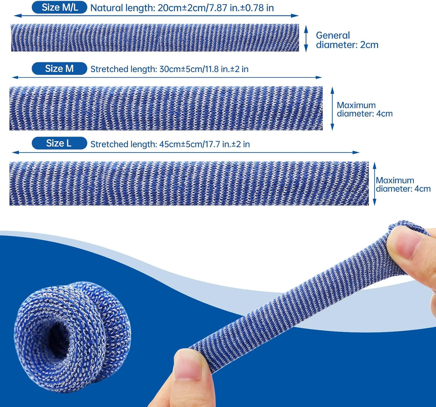 Finger Cots, Pack of 60 (Medium Size) Finger Protectors, Breathable Bandages for Wound Care, Stretchy Sleeves for Gardening, Fitness and Cargo Handling, Blue