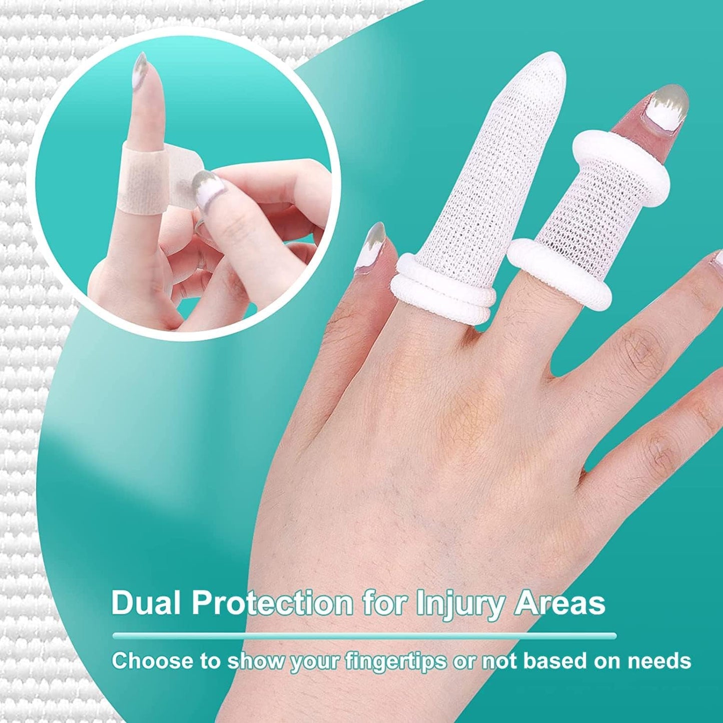 Finger Cots, Pack of 60 (Medium Size) Finger Protectors, Breathable Bandages for Wound Care, Stretchy Sleeves for Gardening, Fitness and Cargo Handling, Blue