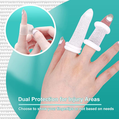 Finger Cots, Pack of 60 (Medium Size) Finger Protectors, Breathable Bandages for Wound Care, Stretchy Sleeves for Gardening, Fitness and Cargo Handling, Blue