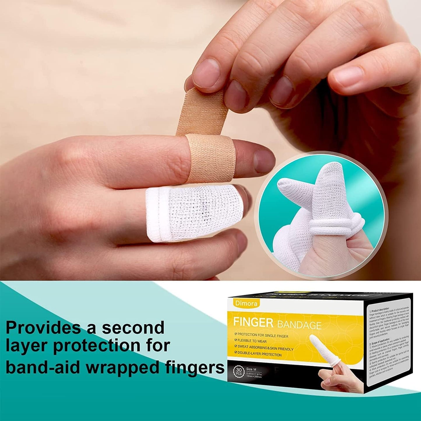 Finger Cots, Pack of 60 (Medium Size) Finger Protectors, Breathable Bandages for Wound Care, Stretchy Sleeves for Gardening, Fitness and Cargo Handling, Blue
