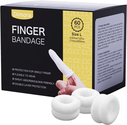 Finger Cots, Pack of 60 (Medium Size) Finger Protectors, Breathable Bandages for Wound Care, Stretchy Sleeves for Gardening, Fitness and Cargo Handling, Blue
