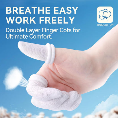 Finger Cots, Pack of 60 (Medium Size) Finger Protectors, Breathable Bandages for Wound Care, Stretchy Sleeves for Gardening, Fitness and Cargo Handling, Blue