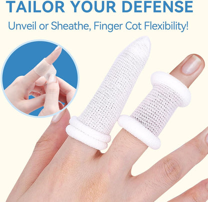 Finger Cots, Pack of 60 (Medium Size) Finger Protectors, Breathable Bandages for Wound Care, Stretchy Sleeves for Gardening, Fitness and Cargo Handling, Blue