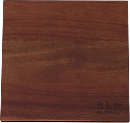 Global Magnetic Knife Easel 11x11 Inch – Japanese Precision Hardwood Stand, Securely Holds 5 Knives, Space-Saving Counter Organizer, Sleek Acacia Finish