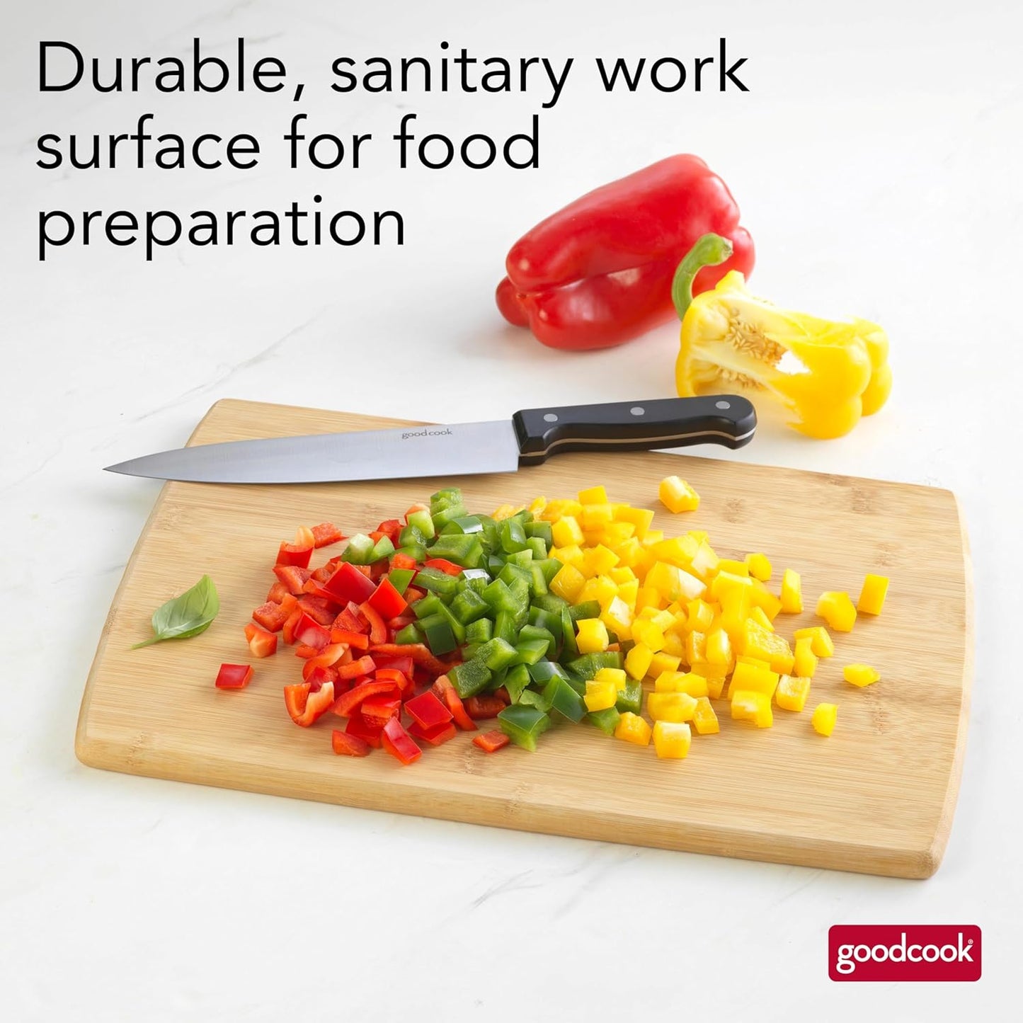 Everyday 10" x 14" Bamboo Cutting Board, Durable Edge-Grain Wood, Moisture-Resistant, Knife-Friendly, Wooden Chopping Board for Kitchen, Low-Maintenance, Natural Bamboo